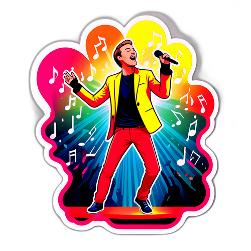 Vibrante sticker van Koen Wauters op het podium