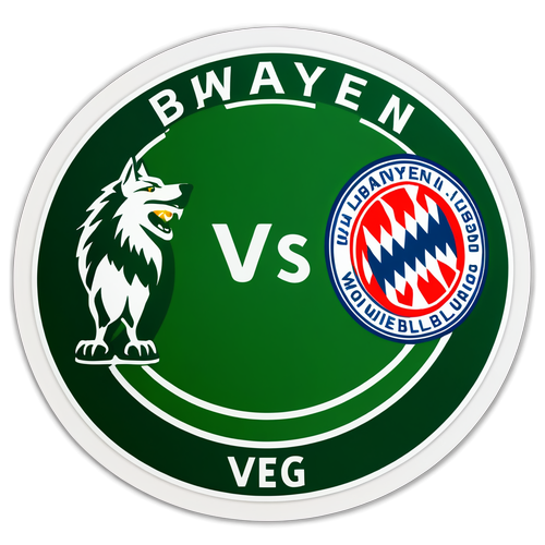 Fotbollsfält med 'Bayern vs Wolfsburg'