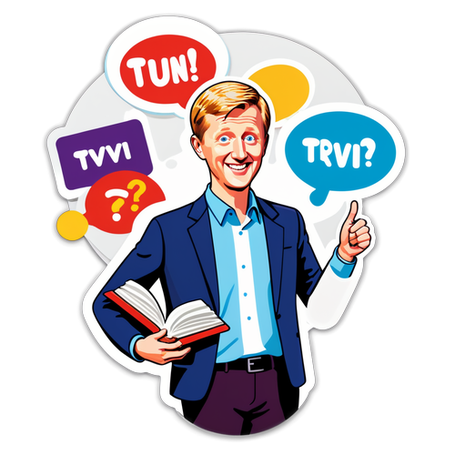 Playful Ken Jennings Trivia Sticker