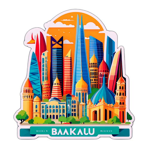 Naklejki świętujące panoramę Baku