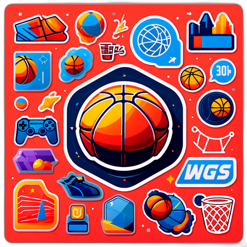 Dynamic Basketball Themed Sticker Collection