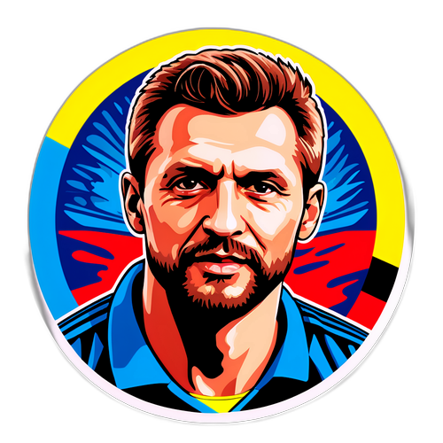 Umělecká nálepka s portrétem Aleše Juchelky