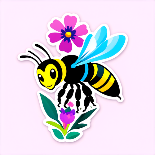 精緻花卉與蜜蜂採蜜互動