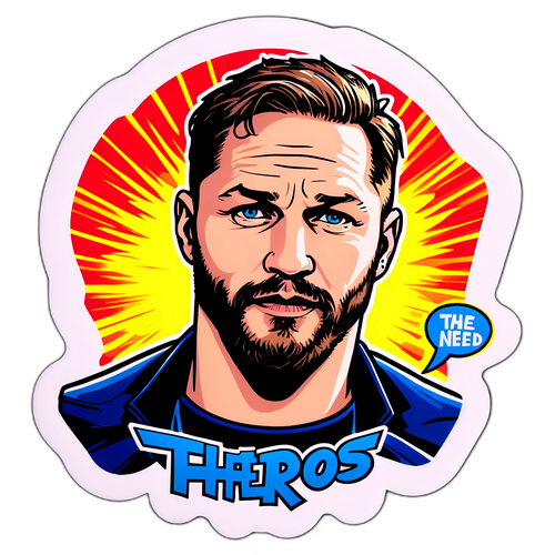 Een sticker van een held in een superheldenoutfit