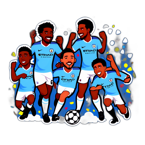 Spillende Manchester City-spillere feirer mål