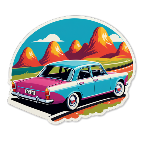 Kereta A66 Retro yang Berwarna-warni