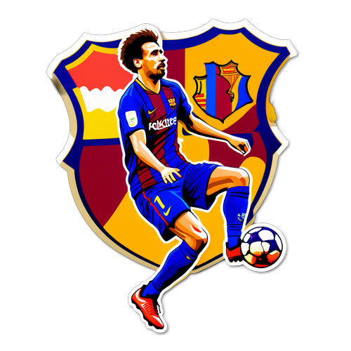 Diseño de Sticker mostrando a un jugador del Barcelona driblando