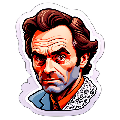 Wizerunek Teda Bundy jako stylizowana postać z grafiką koronkową