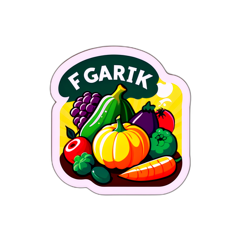 Renkli Tarım Ürünleri Sticker Tasarımı