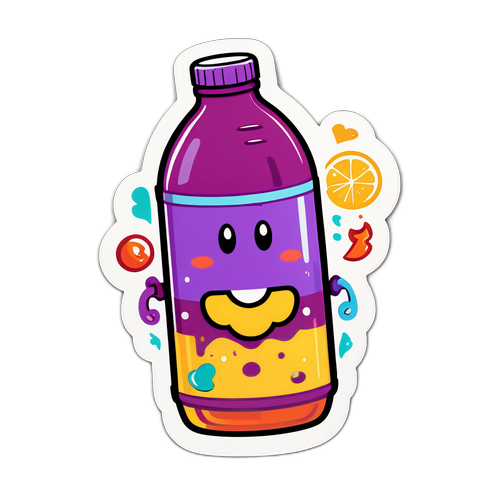 Яскрава наклейка з зображенням пляшки напою з Twitch