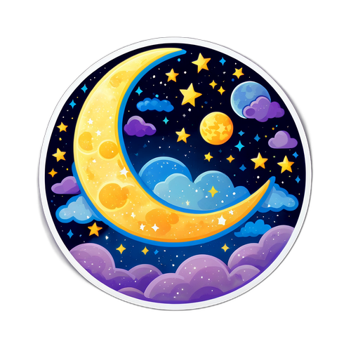 Sticker mettant en avant la beauté nocturne de la lune