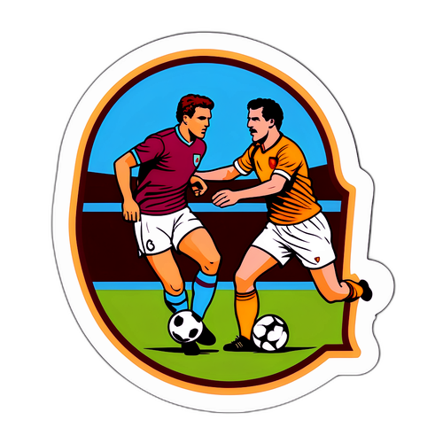 Retro Sticker eines beeindruckenden Spielmoments zwischen Aston Villa und Roma