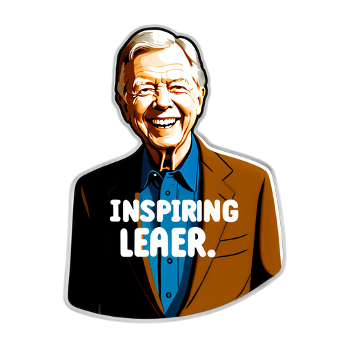 Illusie van Jimmy Carter met gouden achtergrond en de tekst 'Inspirerende Leider'