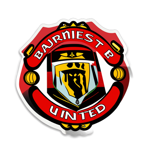 Design a sticker for Man Utd vs Bournemouth using the colors of the Man Utd and Bournemouth teams.