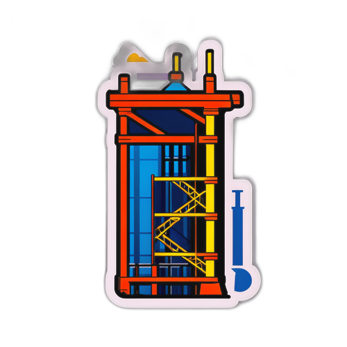 Una pegatina que muestra un andamiaje en construcción