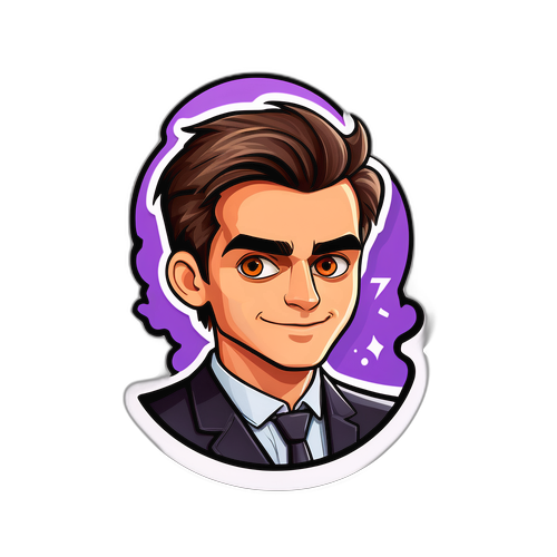 Sticker z ilustracją Antoni Sztaba w kreatywnej scenerii nauki języków