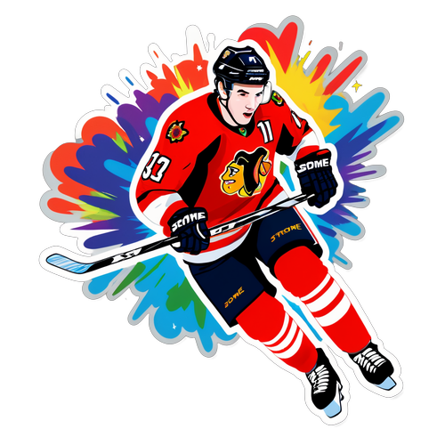 Dynamic Hockey Goal Celebration Sticker