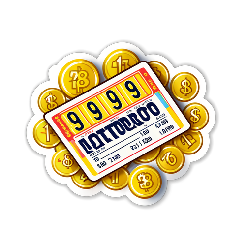 Ticket de loterie avec numéros gagnants et pièces d'or