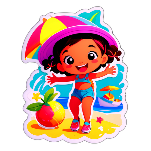 여름을 즐기는 조이의 생동감 넘치는 스티커