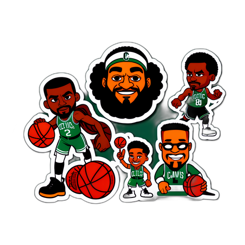 Autocollants des Celtics et des Cavaliers en action