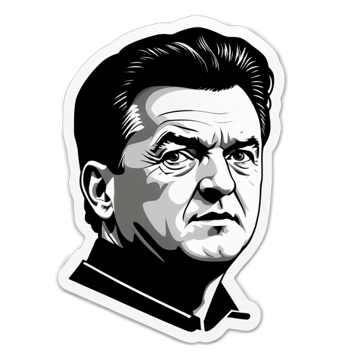 Retro sticker ontwerp van Louis van Gaal in zwart-wit stijl