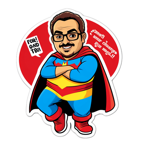 מדבקה הומוריסטית של אחמד טיבי בגדי גיבור על