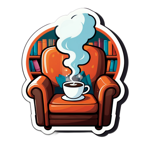 Malambot na Coffee Cup sa Komportableng Silya