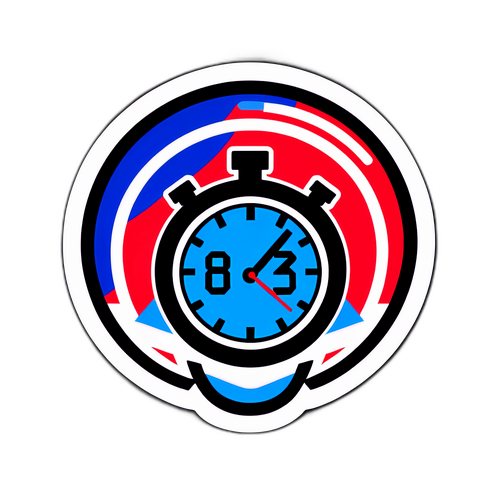 Stiker Ikon Stopwatch Minimalis untuk Hari Olahraga Nasional 2025