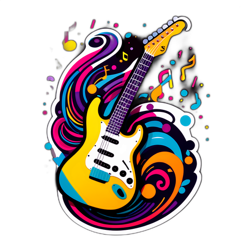 Kreativ gitar med musikalske noter