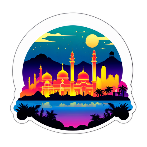 Rappresentazione artistica dello skyline di Brunei al crepuscolo