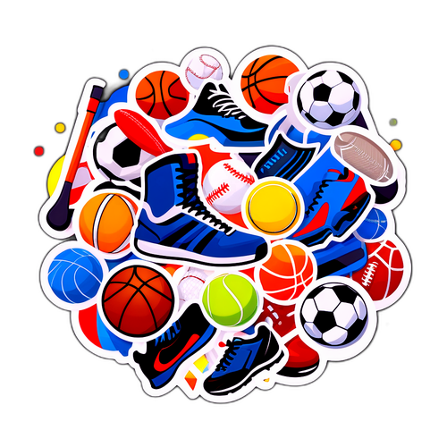 Sportowy naklejka świętujący różne dyscypliny sportowe