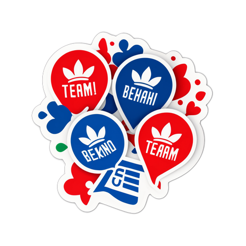 Ilustrace samolepek s nadšenými fanoušky v českých barvách, s nápisem "Vždy za týmem!"