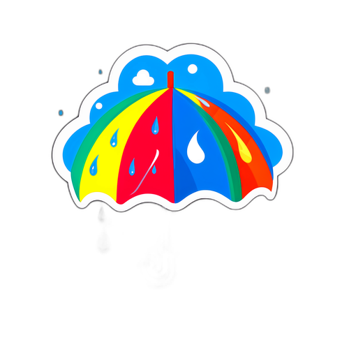 Ô nhiều màu sắc với mây và giọt mưa