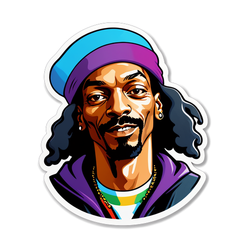 Autocolant colorat cu logo-ul Snoop și elemente de muzică hip-hop