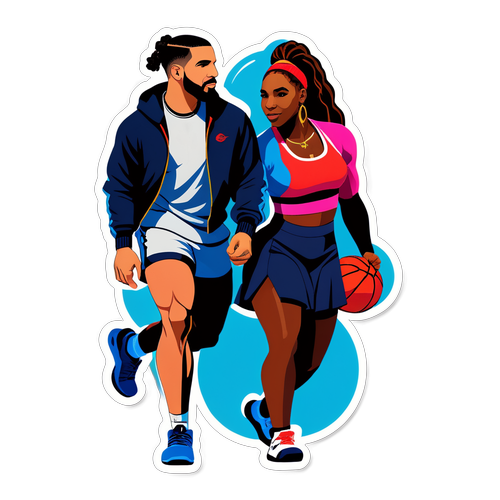 Autocollant montrant Drake et Serena Williams ensemble