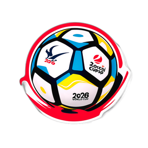2026 월드컵 로고와 상징적인 축구공 디자인