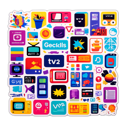 En fargerik klistremerke som viser mangfoldet i TV2-programmering