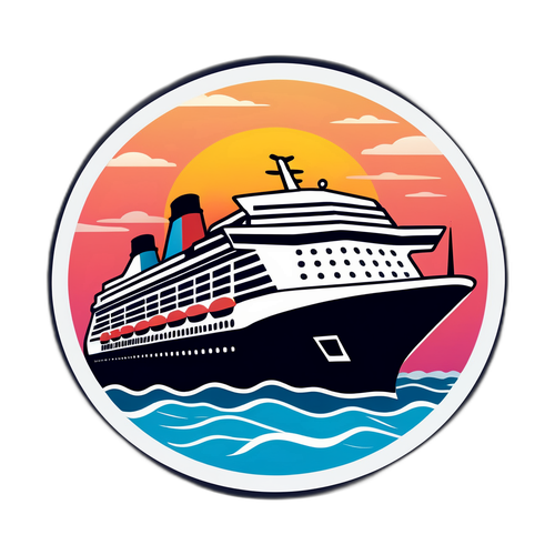 Ein Kreuzfahrtschiff bei Sonnenuntergang