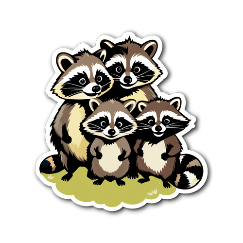 Whimsical Raccoon Trio: A Vintage Charm