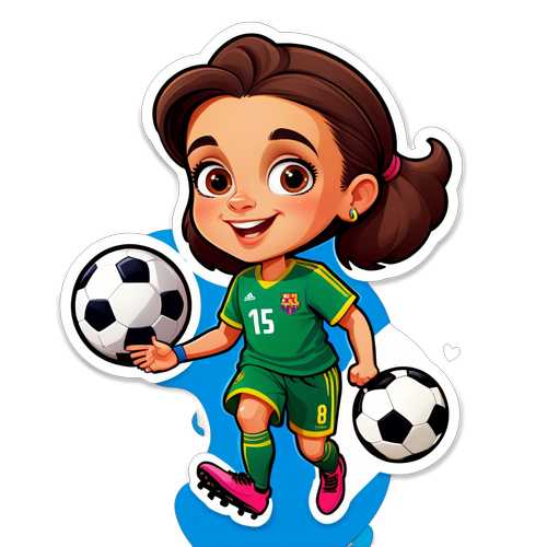 Nálepka s karikaturou dcery Luis Enriqueho hrající fotbal