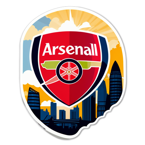 Stiker Logo Arsenal dengan Latar Belakang Skyline London