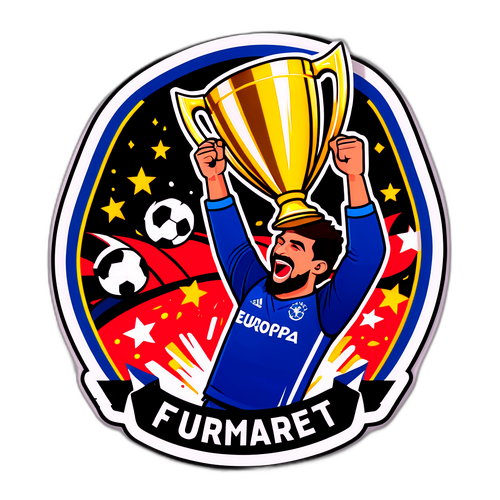 Europa League voittaja nostamassa pokaalia korkealle