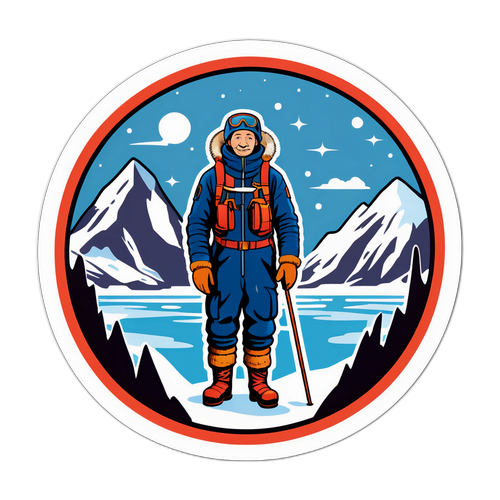 Eventyr-tema klistremerke med polarutforsker