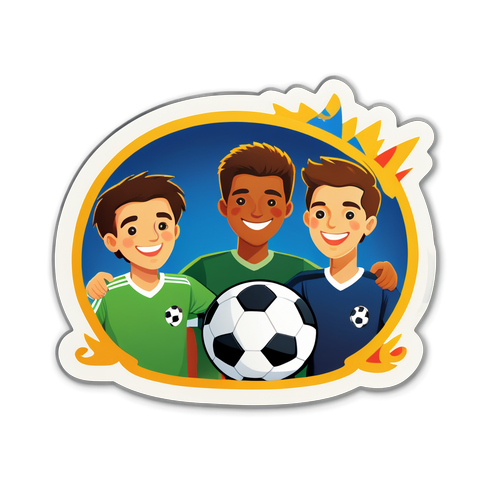 축구 팬들이 경기를 즐기는 스티커