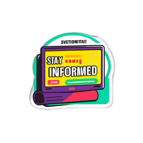 Стильная наклейка с экраном новостей "Оставайтесь в курсе!"