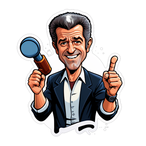 Sticker cu Mel Gibson în stil caricatural