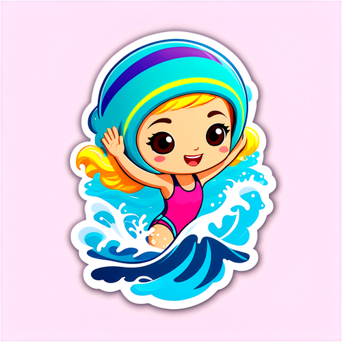 Vivez l'Été! Découvrez le Sticker Éblouissant de Summer McIntosh Nageant dans des Vagues Colorées!