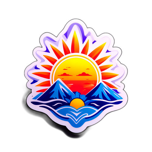 サンウェルズロゴにインスパイアされた鮮やかなステッカー