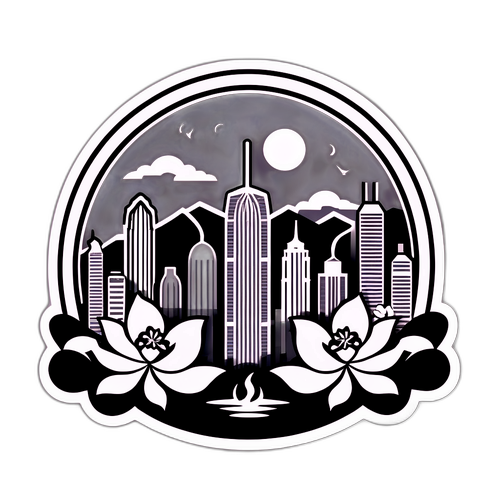 香港天际线悼念贴纸