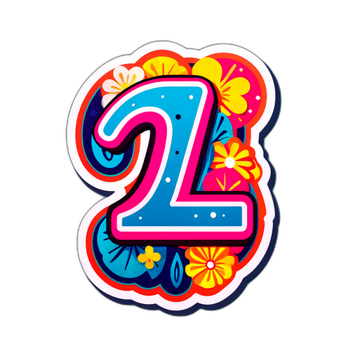 幸運の数字「21」のステッカー